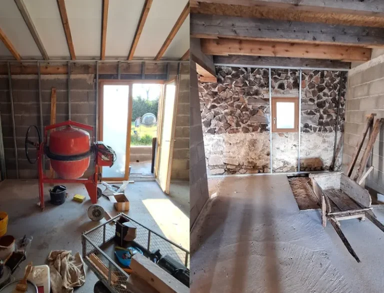 Travaux intérieur du gîte et fenêtres-Domaine des Terres du milieu-gite-nature-detente-location-vacances-sejours-auvergne-puy-de-dome-2